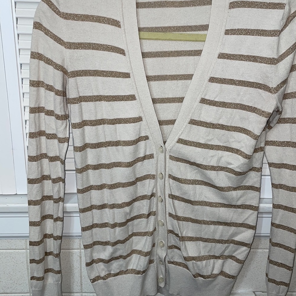 Gold and cream button up sweater cardigan